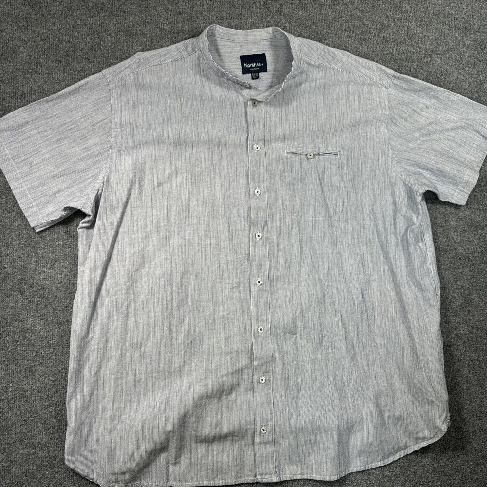 North 56 91163 3XL‎ Pure Cotton Chinese Collar Vertical Stripe